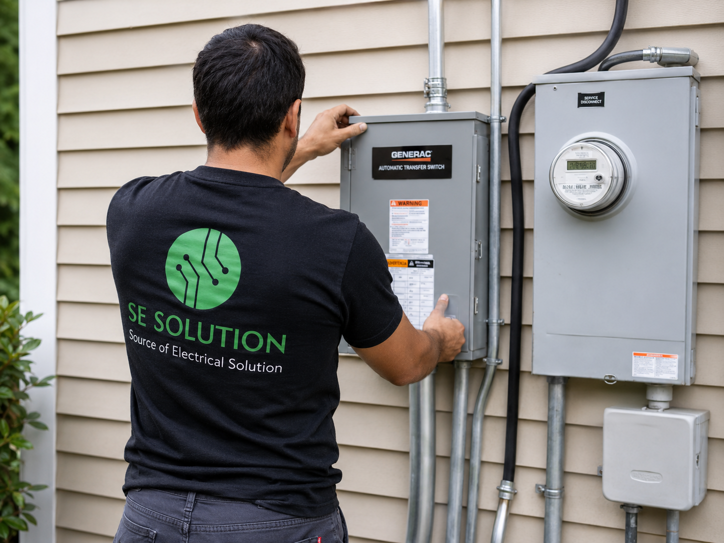 Generac transfer switch and service disconnect meter installation, Metro Detroit, MI